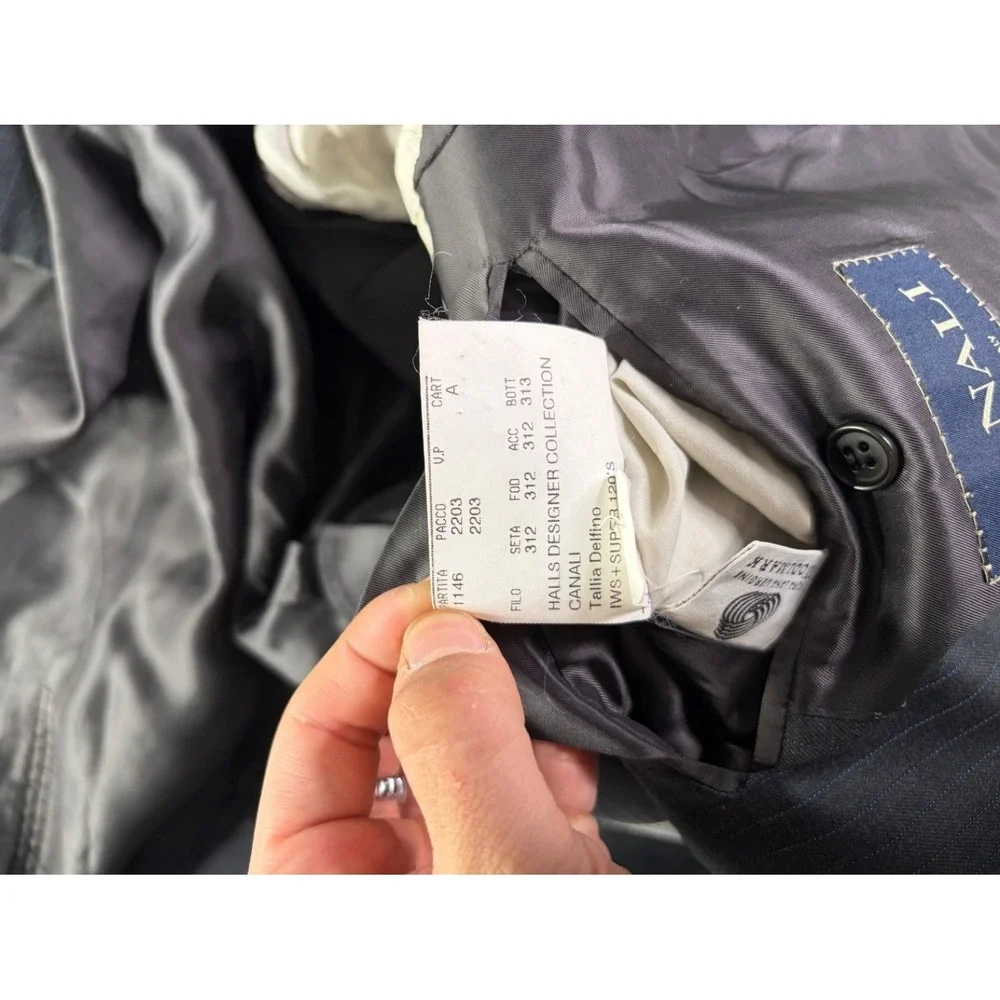 Canali Super 120's Blazer Black Sz 52 7 R Striped